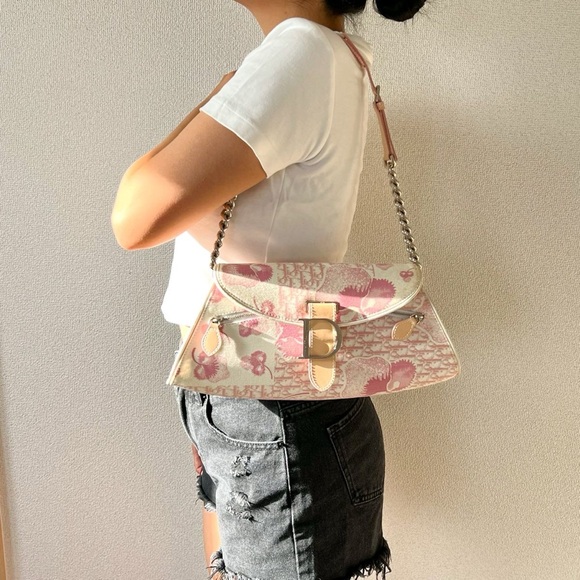 DIOR Pink Cherry Blossom Shoulder Bag / DIOR Pink Floral Shoulder Bag - Picture 3 of 12